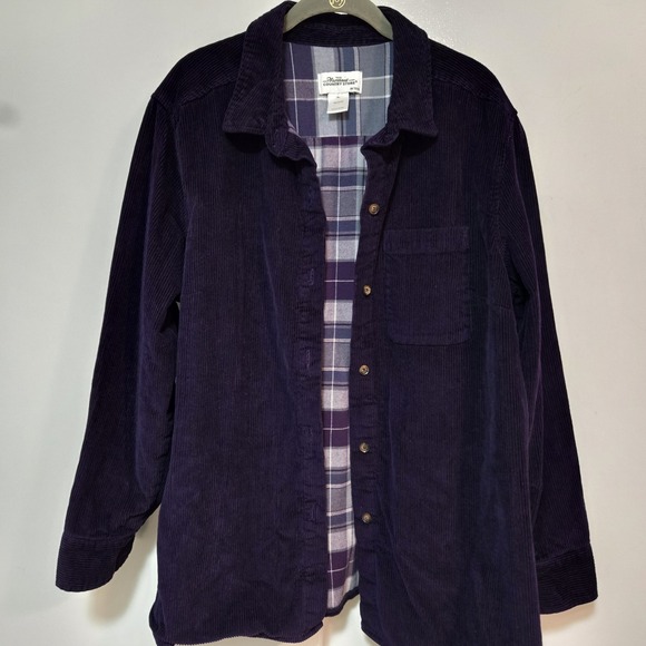 Vermont Country Store Size XL Purple Flannel Lined Corduroy Shirt Jacket Shacket - Picture 1 of 7